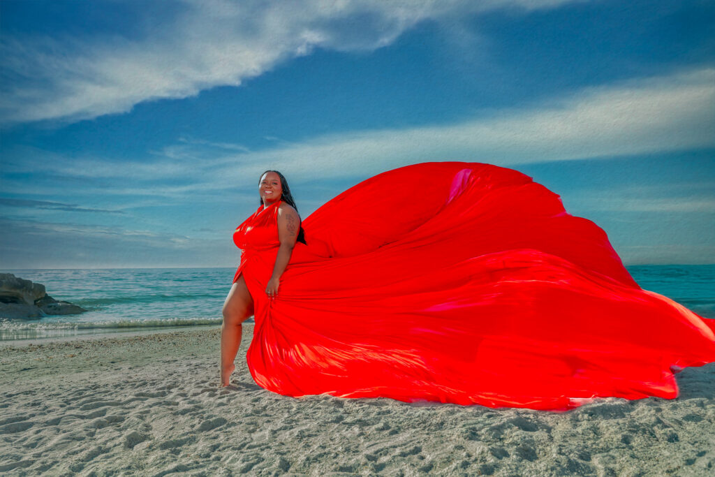 Luxury flying dress photoshoot in Tampa Bay Florida